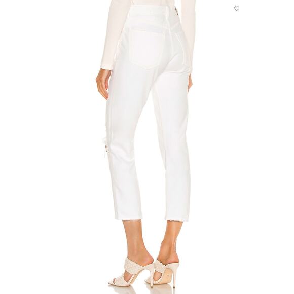 Citizens of Humanity White Straight Jeans Size 32 Ankle Busted knee $218 NEW - Picture 3 of 7